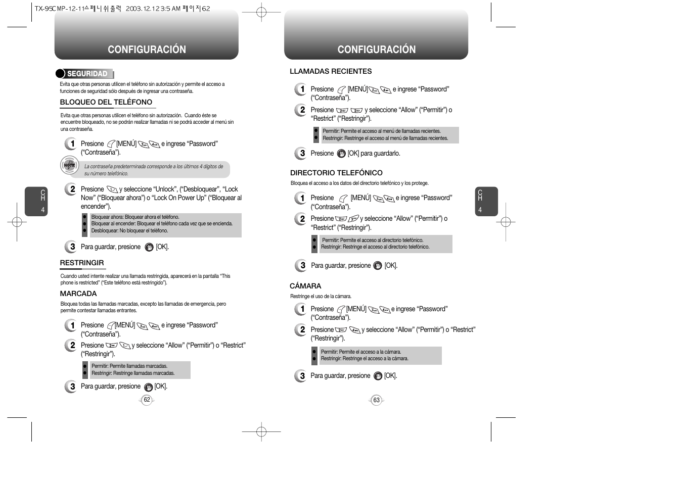 Configuración | Audiovox CDM-8900 User Manual | Page 101 / 137