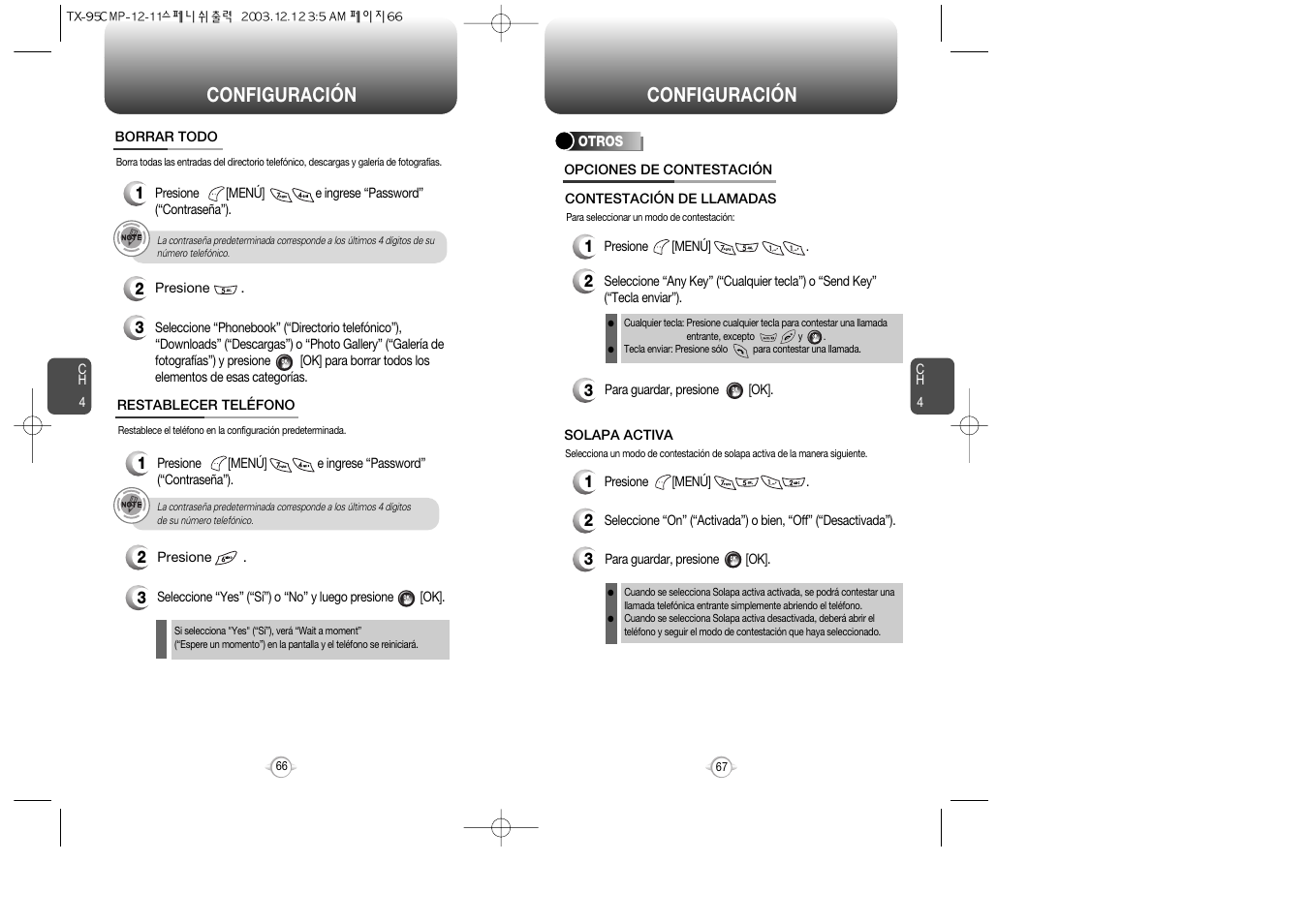 Configuración | Audiovox CDM-8900 User Manual | Page 103 / 137