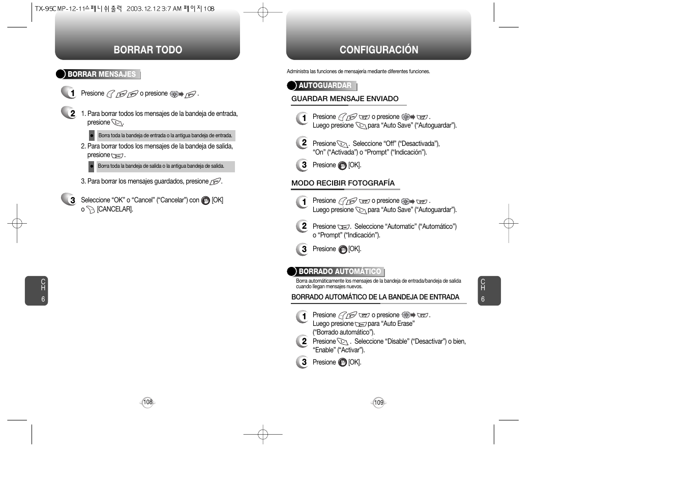 Borrar todo, Configuración | Audiovox CDM-8900 User Manual | Page 124 / 137