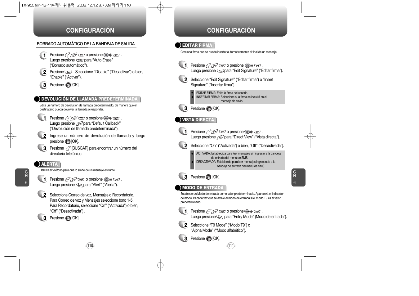 Configuración | Audiovox CDM-8900 User Manual | Page 125 / 137