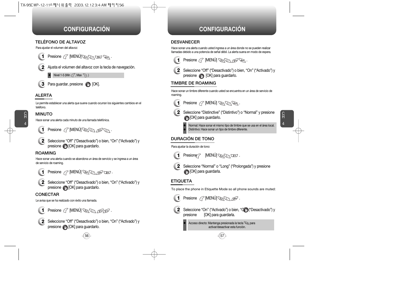 Configuración | Audiovox CDM-8900 User Manual | Page 98 / 137
