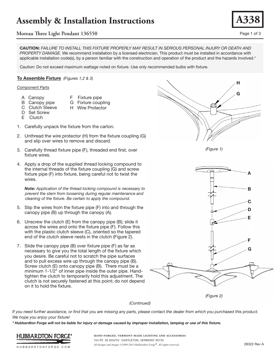 Hubbardton Forge 136550 User Manual | 3 pages