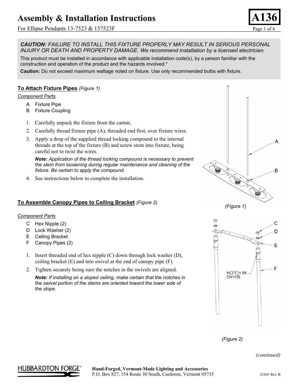 Hubbardton Forge 137523 User Manual | 4 pages