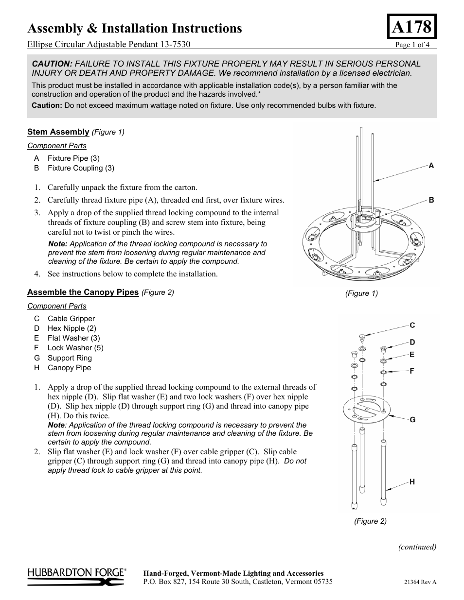 Hubbardton Forge 137530 User Manual | 4 pages