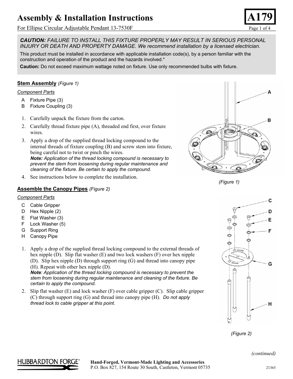 Hubbardton Forge 137530F User Manual | 4 pages