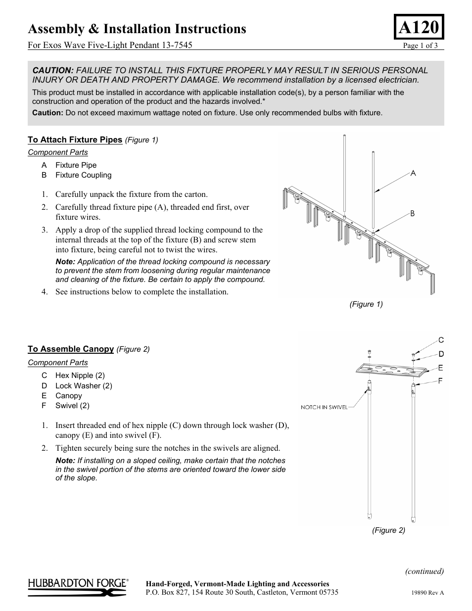 Hubbardton Forge 137545 User Manual | 3 pages