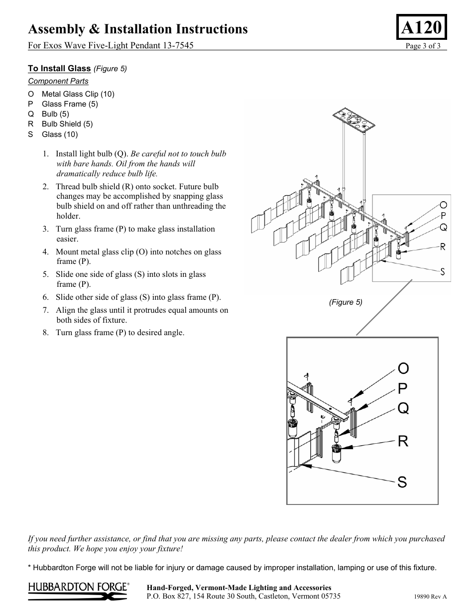 A120, Assembly & installation instructions | Hubbardton Forge 137545 User Manual | Page 3 / 3