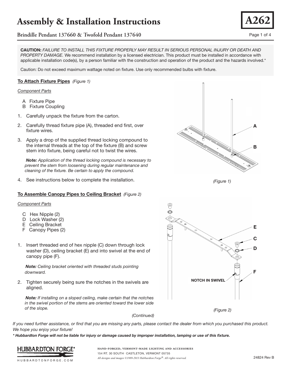 Hubbardton Forge 137660 User Manual | 4 pages