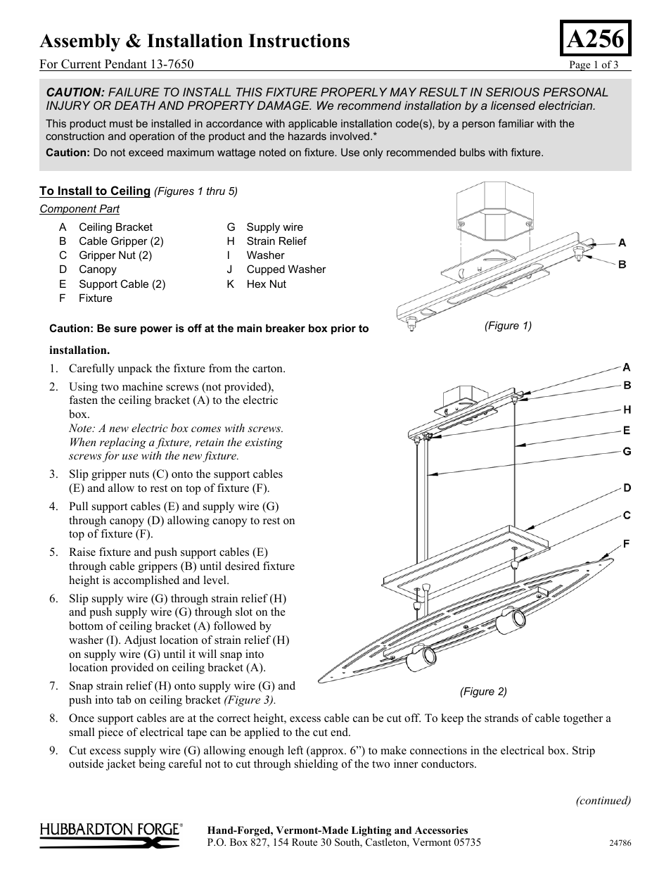 Hubbardton Forge 137650 User Manual | 3 pages