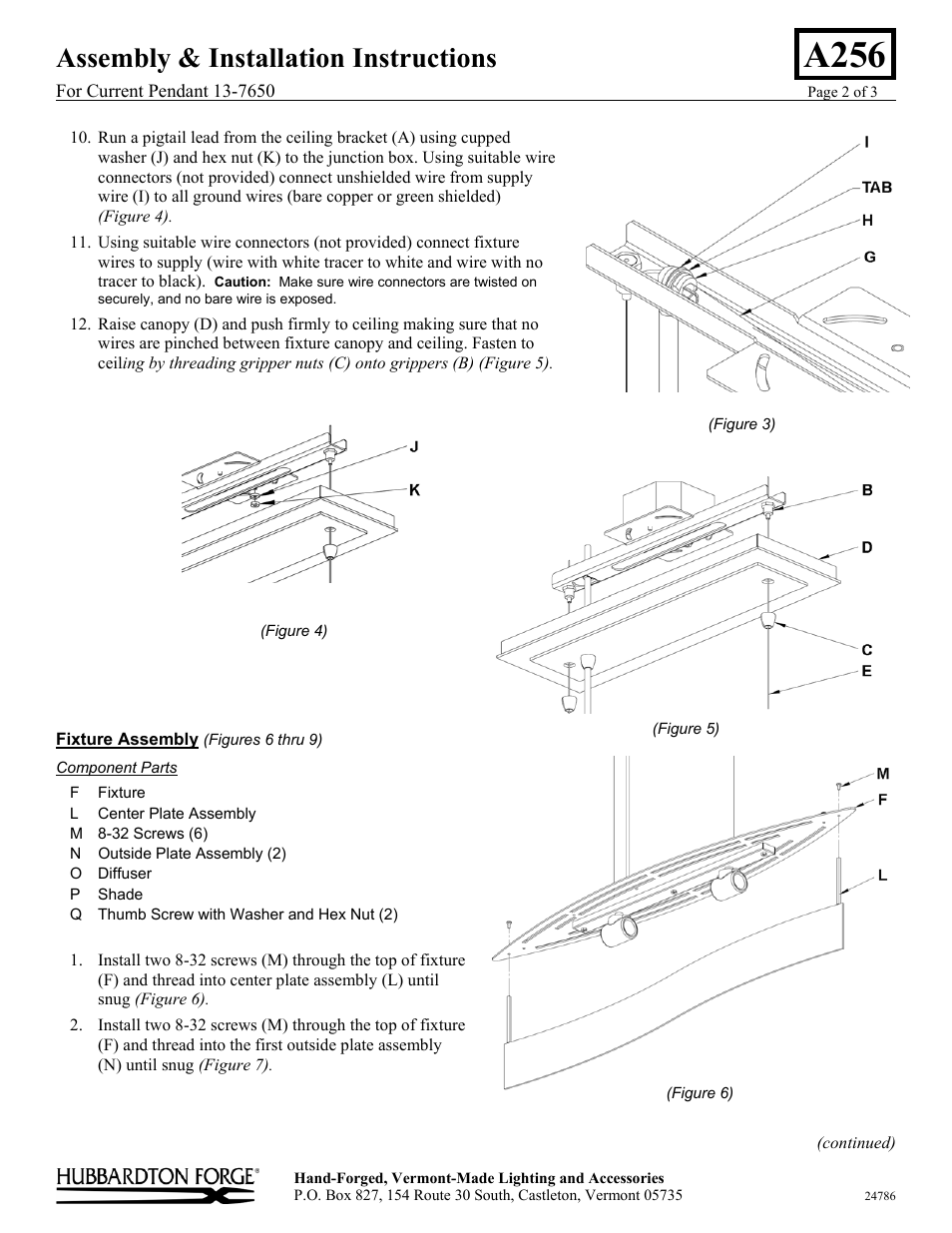 A256, Assembly & installation instructions | Hubbardton Forge 137650 User Manual | Page 2 / 3
