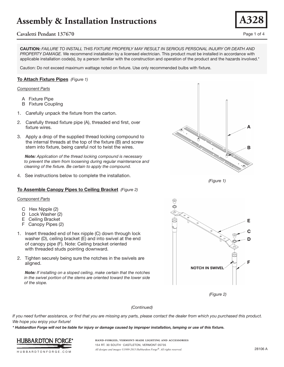 Hubbardton Forge 137670 User Manual | 4 pages