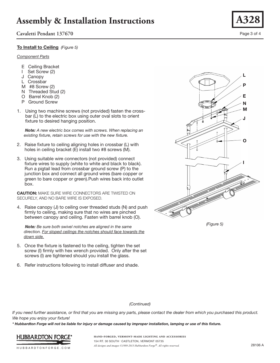 A328, Assembly & installation instructions | Hubbardton Forge 137670 User Manual | Page 3 / 4