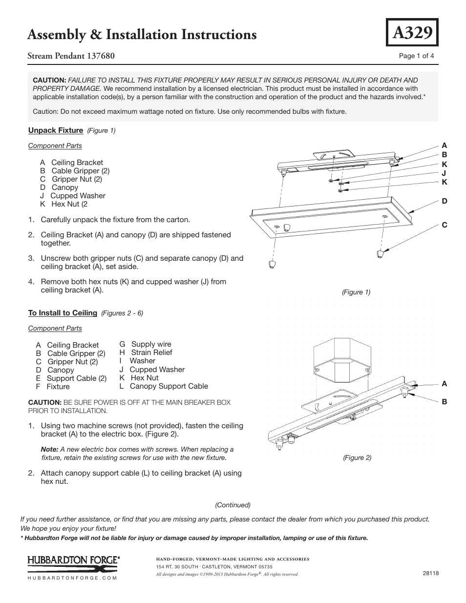 Hubbardton Forge 137680 User Manual | 4 pages