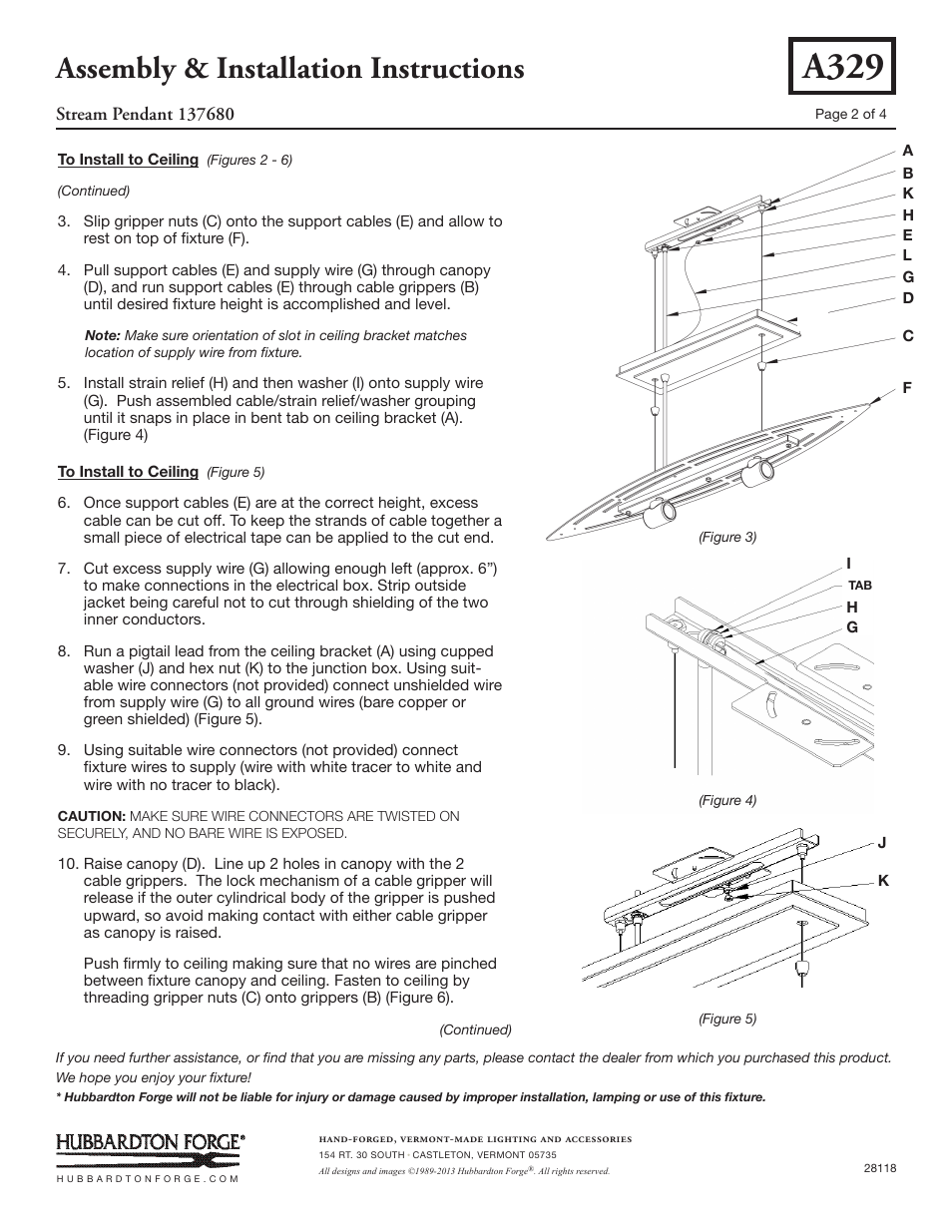 A329, Assembly & installation instructions | Hubbardton Forge 137680 User Manual | Page 2 / 4