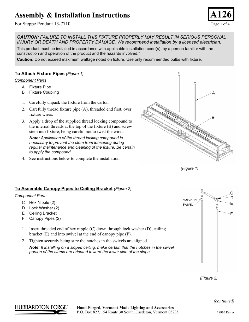 Hubbardton Forge 137710 User Manual | 4 pages