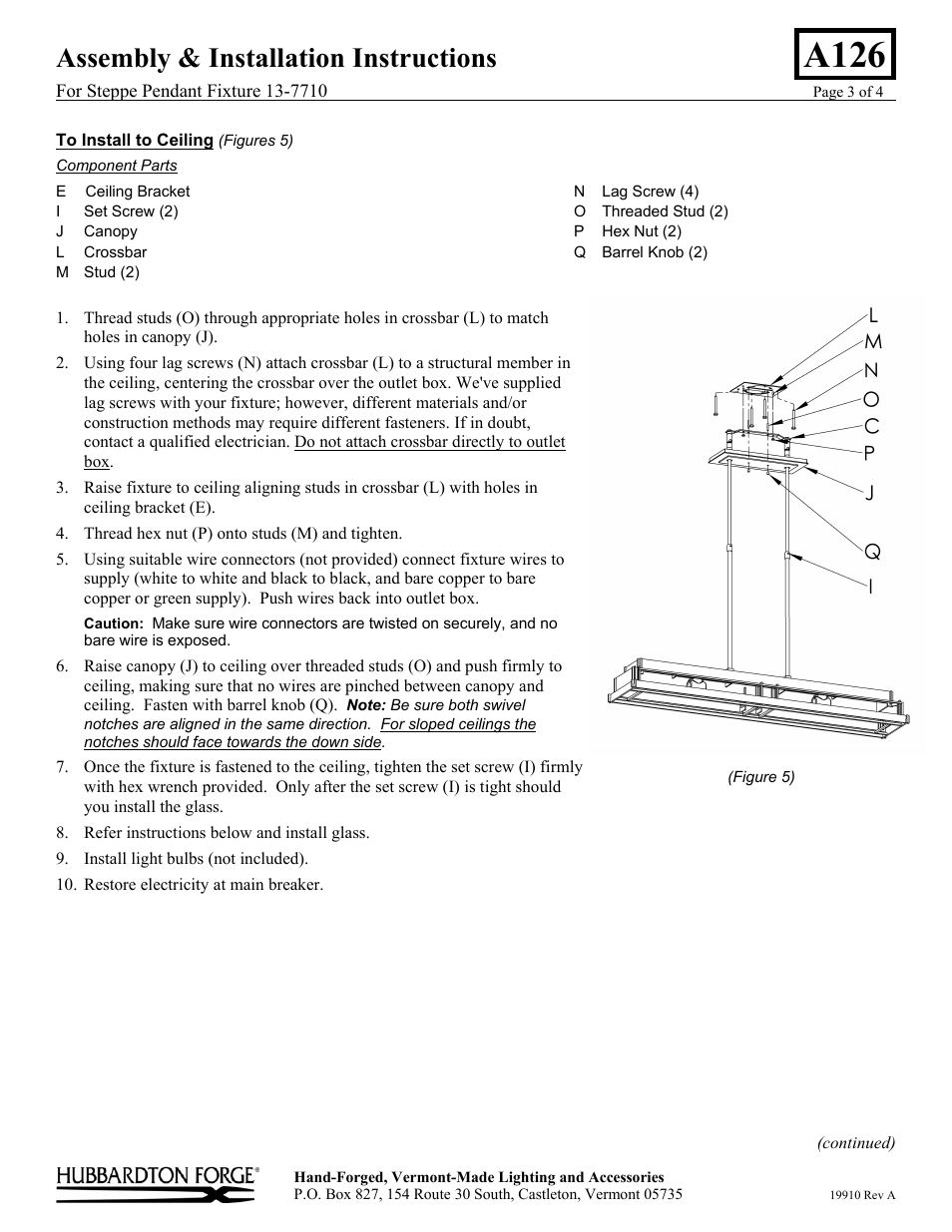 A126, Assembly & installation instructions | Hubbardton Forge 137710 User Manual | Page 3 / 4