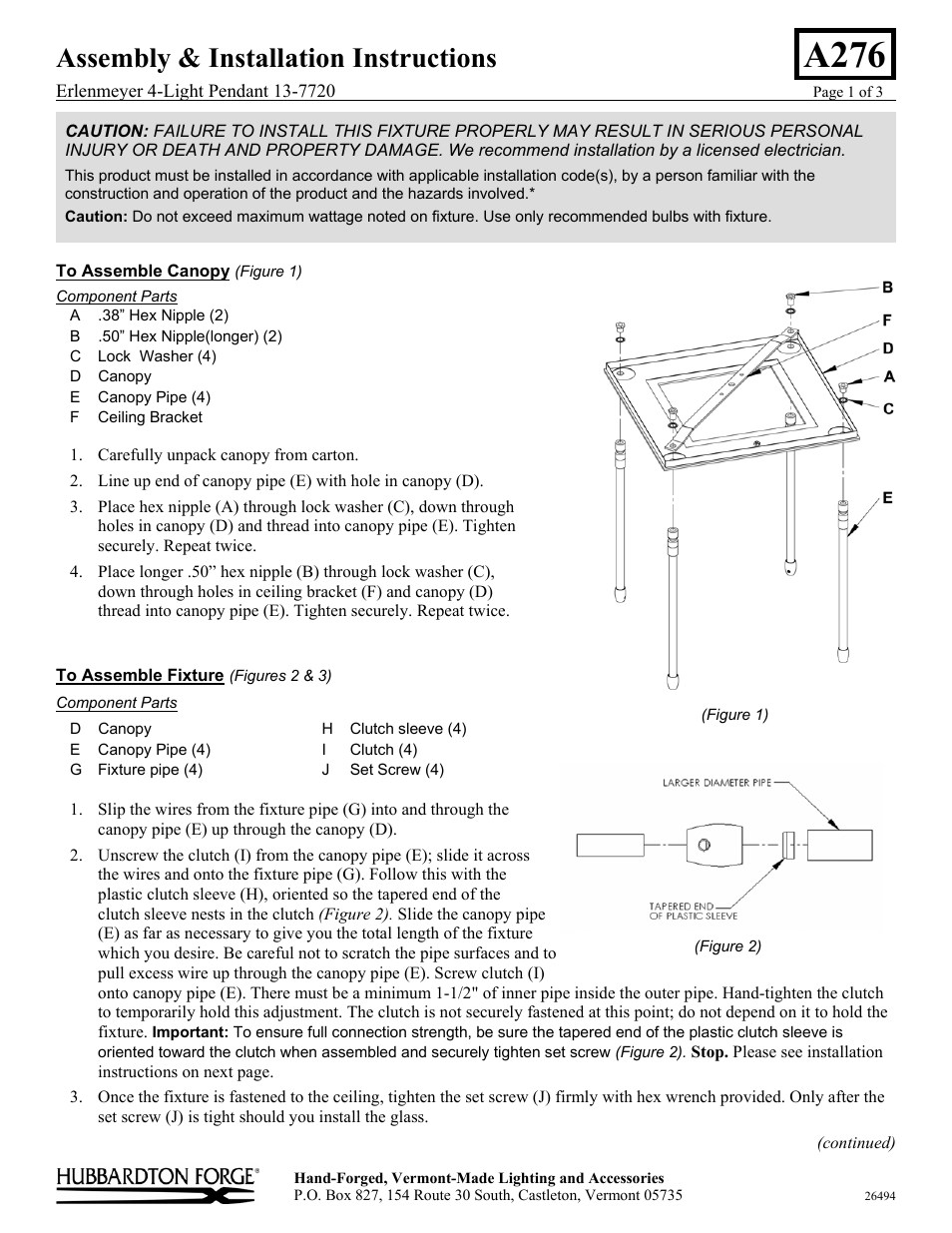 Hubbardton Forge 137720 User Manual | 3 pages