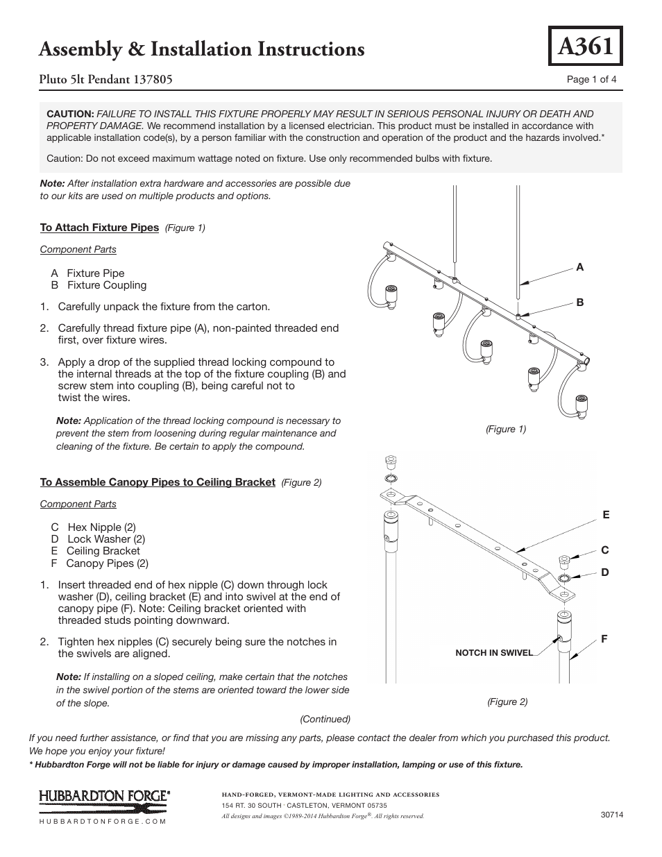 Hubbardton Forge 137805 User Manual | 4 pages