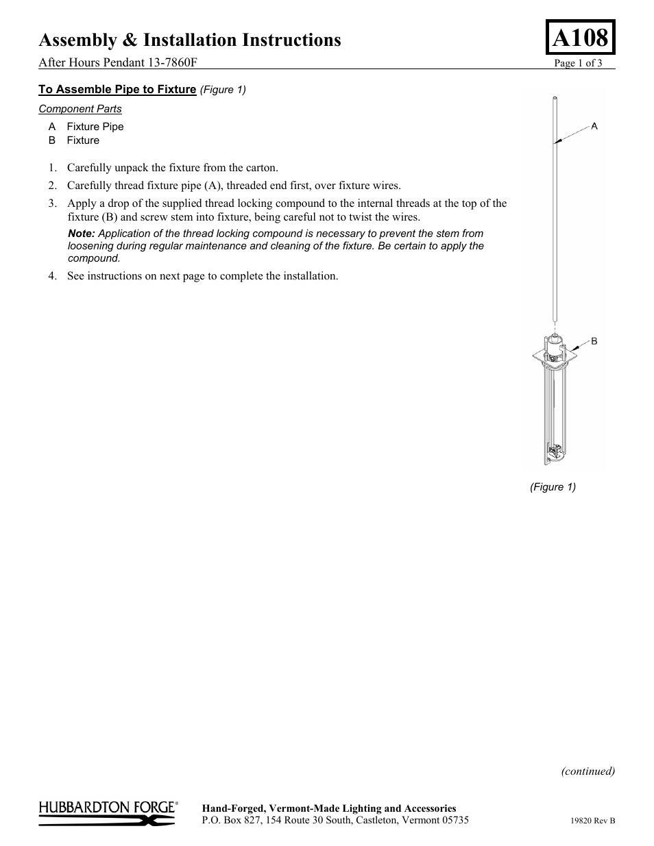 Hubbardton Forge 137860 User Manual | 3 pages