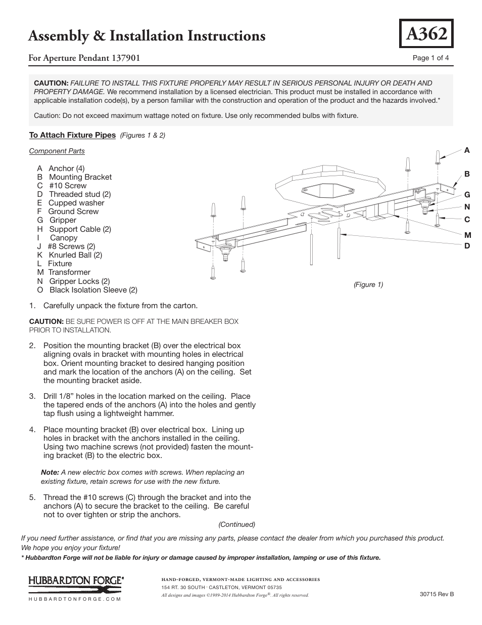 Hubbardton Forge 137901 User Manual | 4 pages