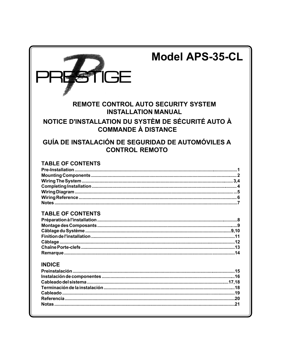 Audiovox APS-35-CL User Manual | 19 pages
