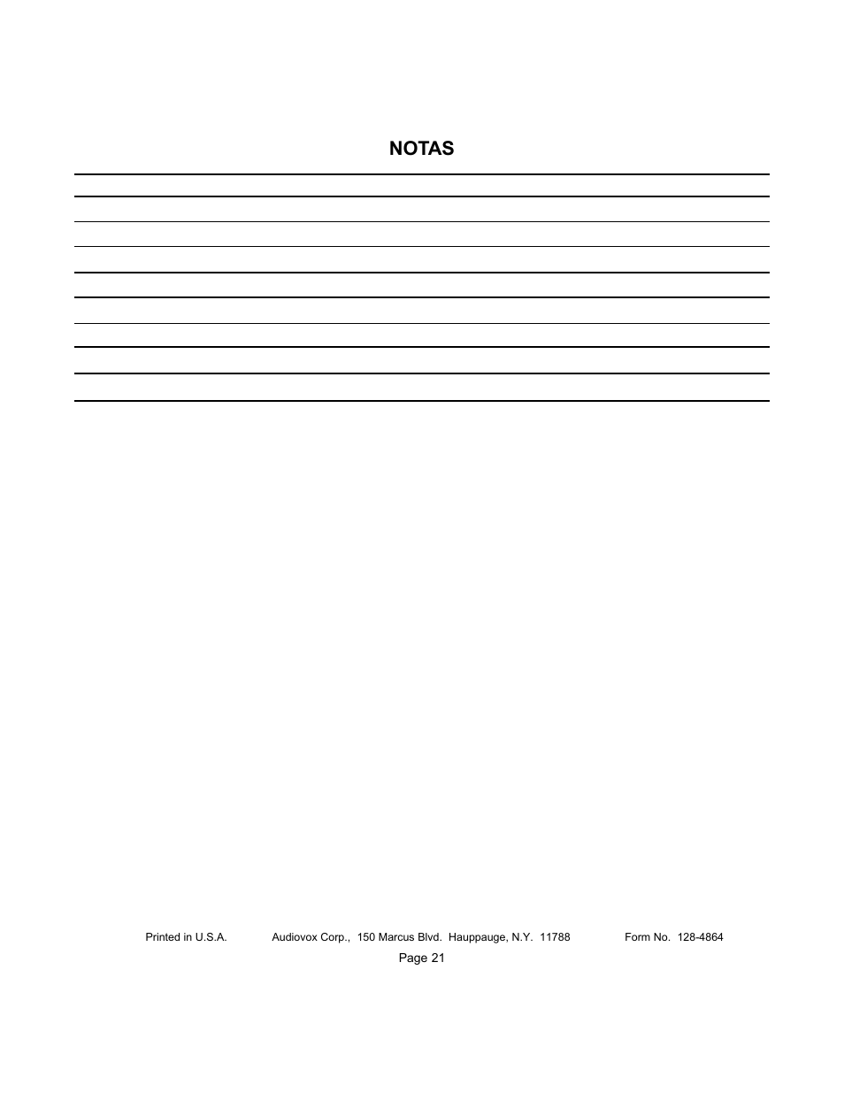 Notas | Audiovox APS-35-CL User Manual | Page 19 / 19