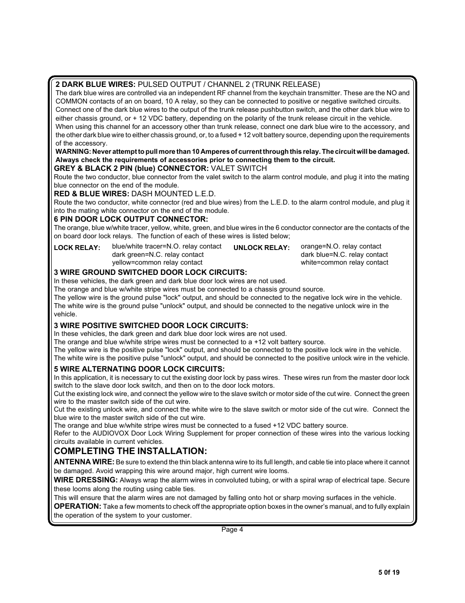Completing the installation | Audiovox APS-35-CL User Manual | Page 5 / 19