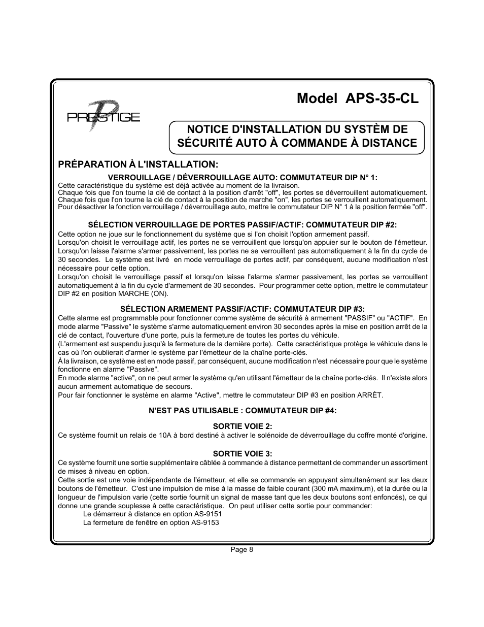 Model aps-35-cl | Audiovox APS-35-CL User Manual | Page 8 / 19