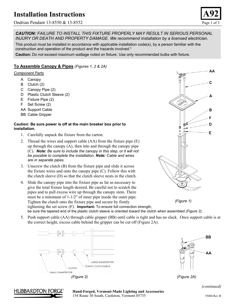 Hubbardton Forge 138552 User Manual | 3 pages