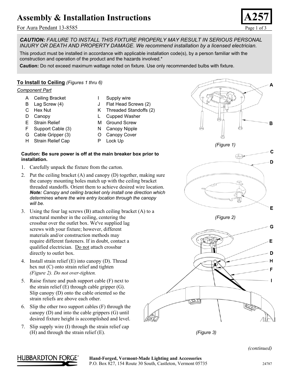Hubbardton Forge 138585 User Manual | 3 pages
