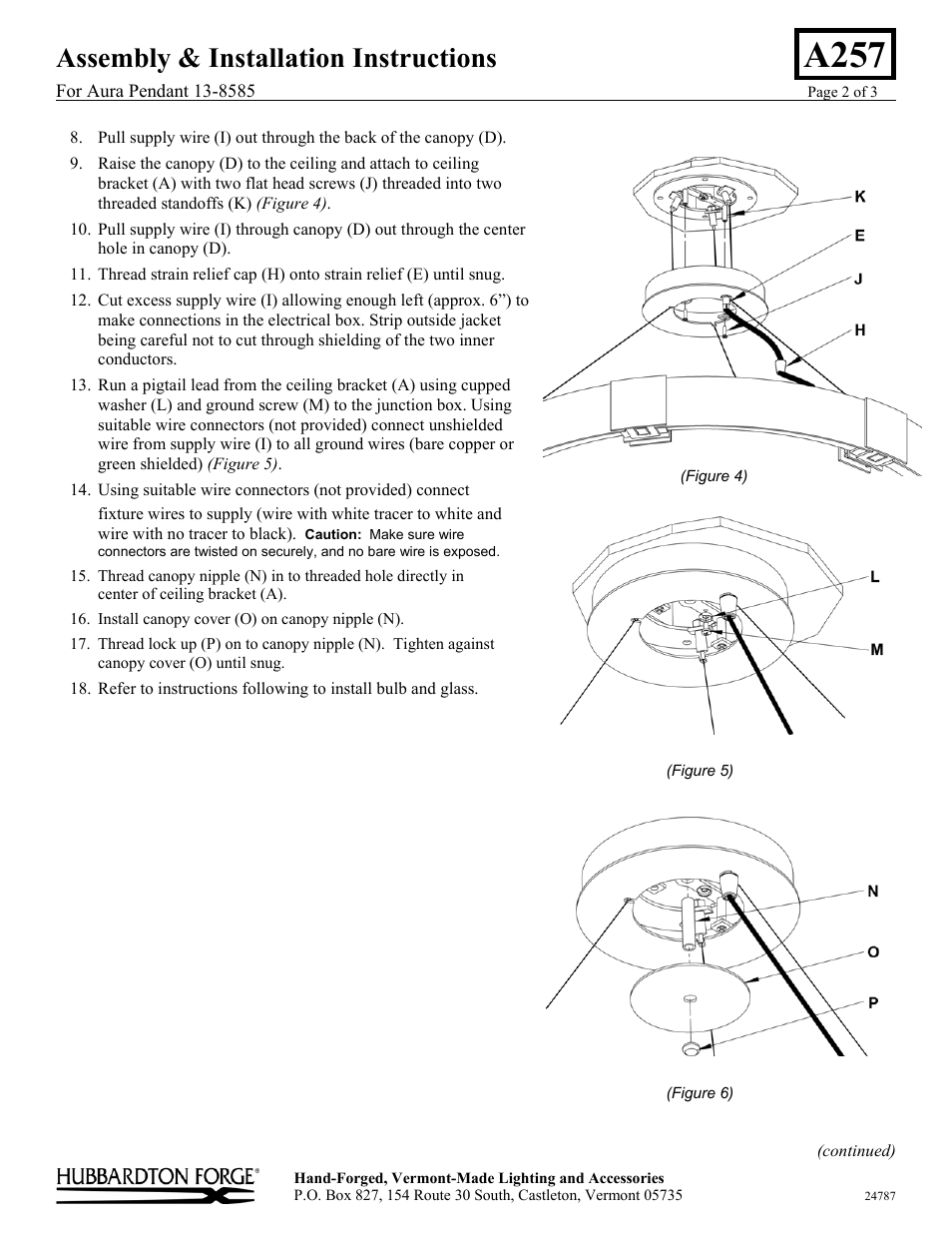 A257, Assembly & installation instructions | Hubbardton Forge 138585 User Manual | Page 2 / 3