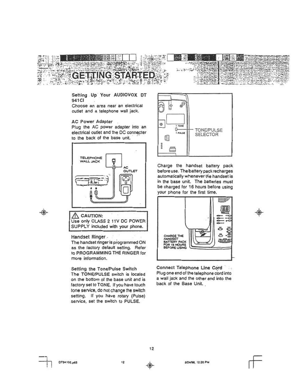 Handset ringer | Audiovox DT 941 CI User Manual | Page 14 / 48