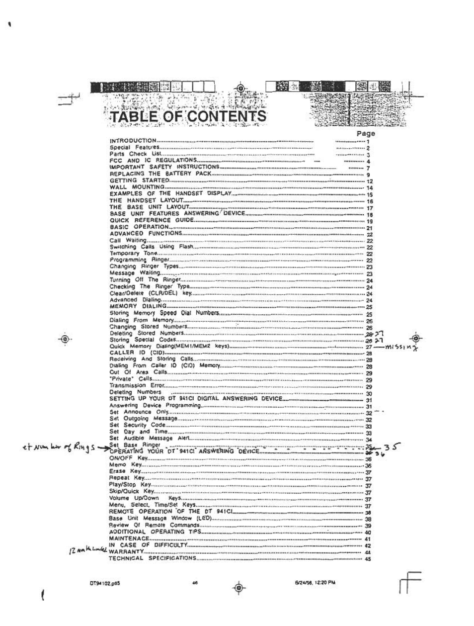 Tabíié of contents, I -»brtafllí