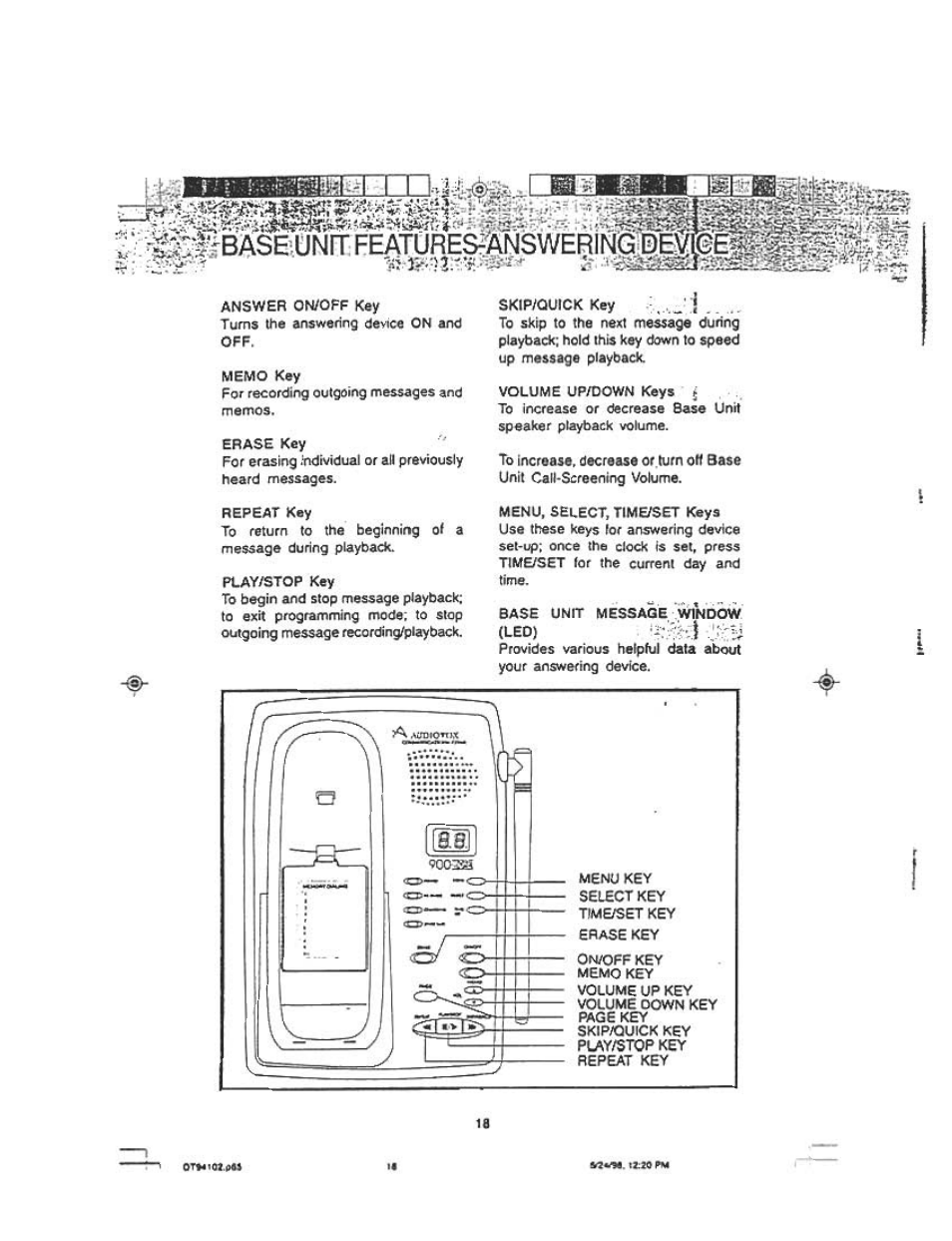 To increase, decrease or turn oh base, Leo), Othiqi.pai 1 | Audiovox DT 941 CI User Manual | Page 20 / 48