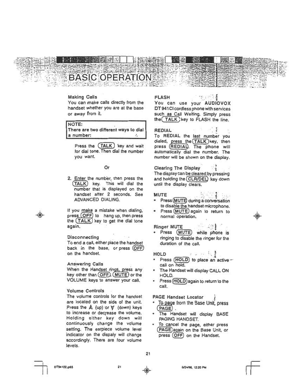 Tfiifn. it.»pu | Audiovox DT 941 CI User Manual | Page 23 / 48