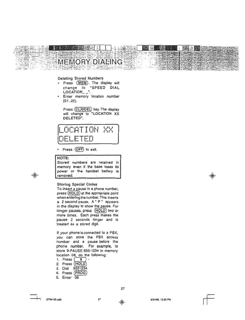 Locfitioh xx deleted | Audiovox DT 941 CI User Manual | Page 29 / 48