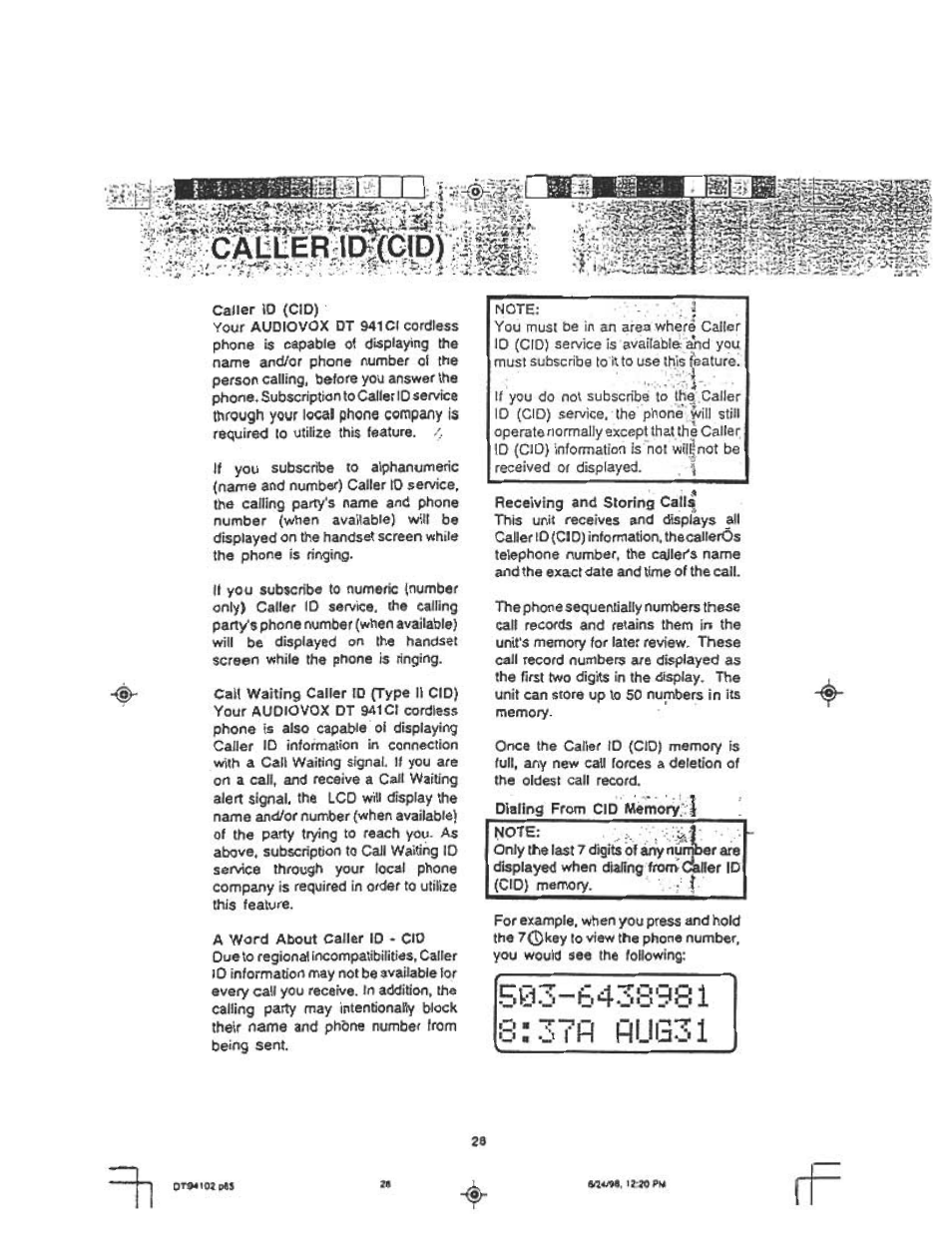 Ф- гв oteírm d«i n | Audiovox DT 941 CI User Manual | Page 30 / 48