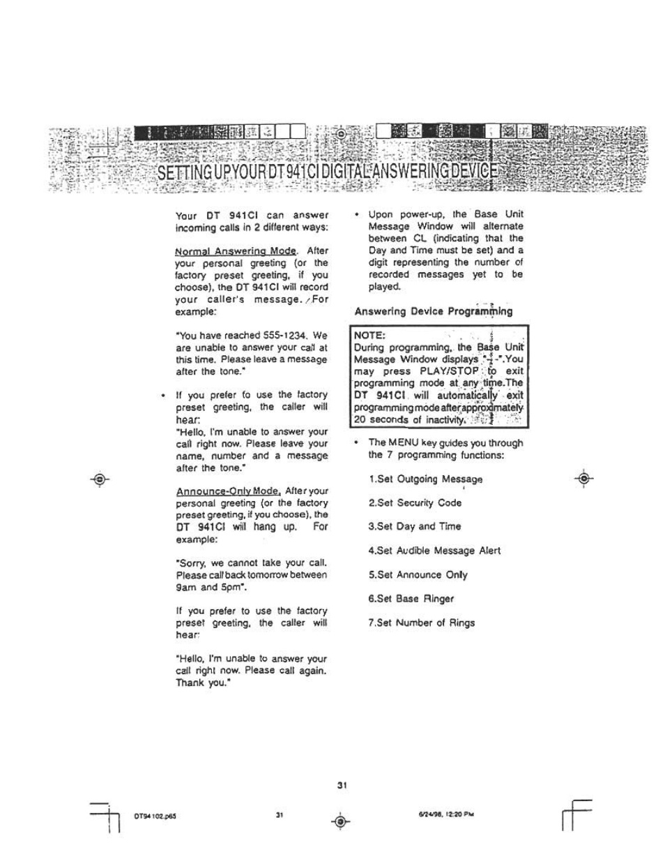 Audiovox DT 941 CI User Manual | Page 33 / 48