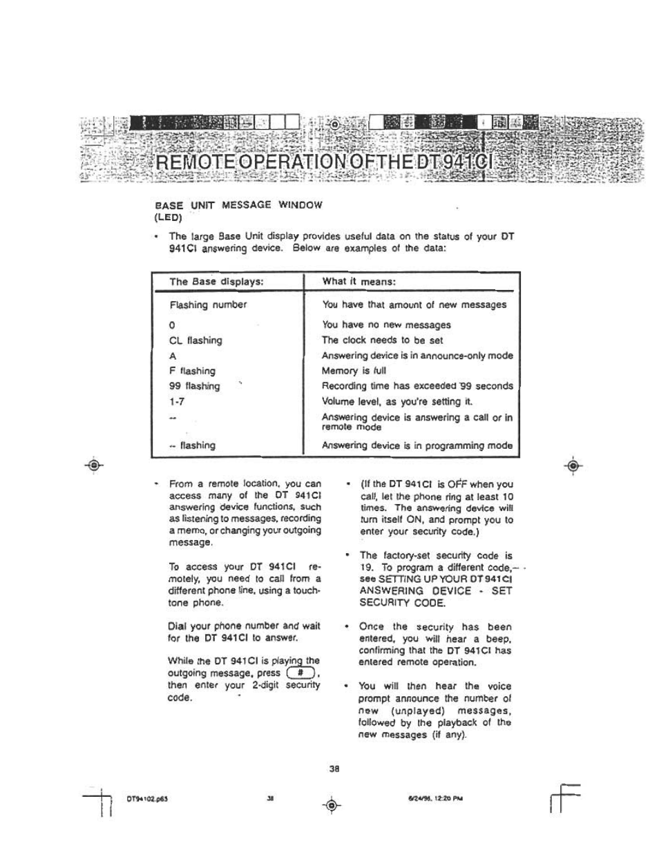 За dtïtiolf | Audiovox DT 941 CI User Manual | Page 40 / 48