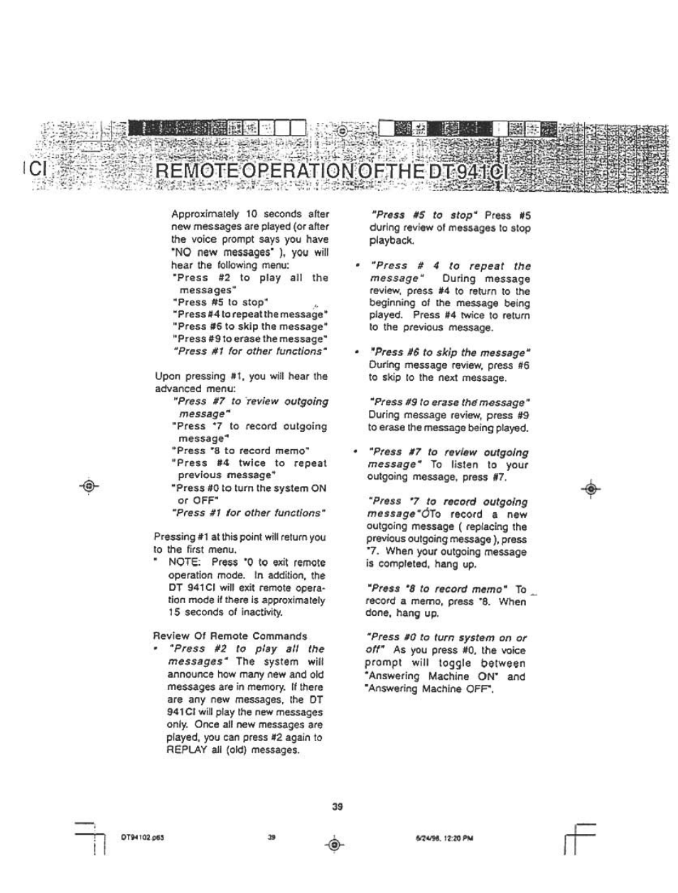 Audiovox DT 941 CI User Manual | Page 41 / 48