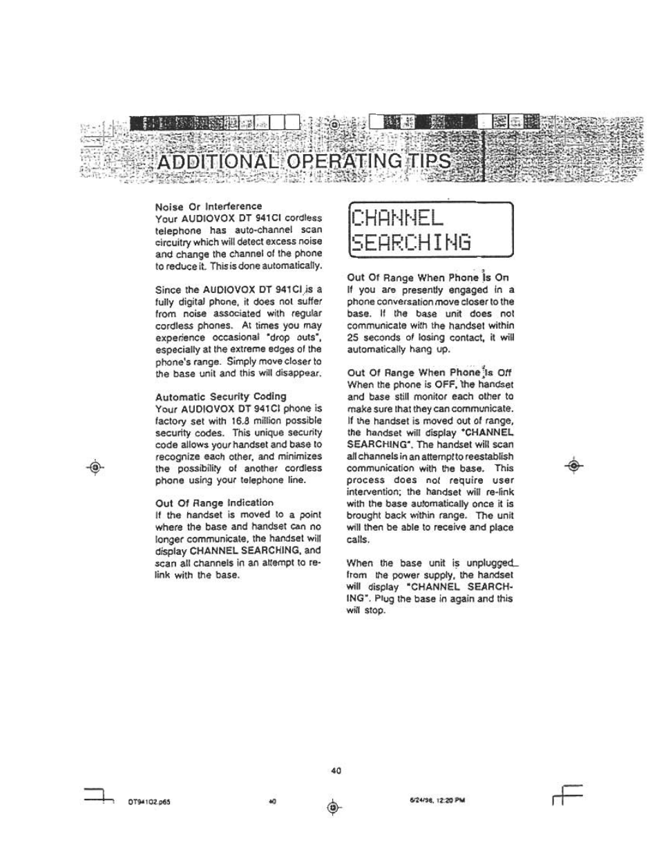 Chfinhel se, Rchihg | Audiovox DT 941 CI User Manual | Page 42 / 48