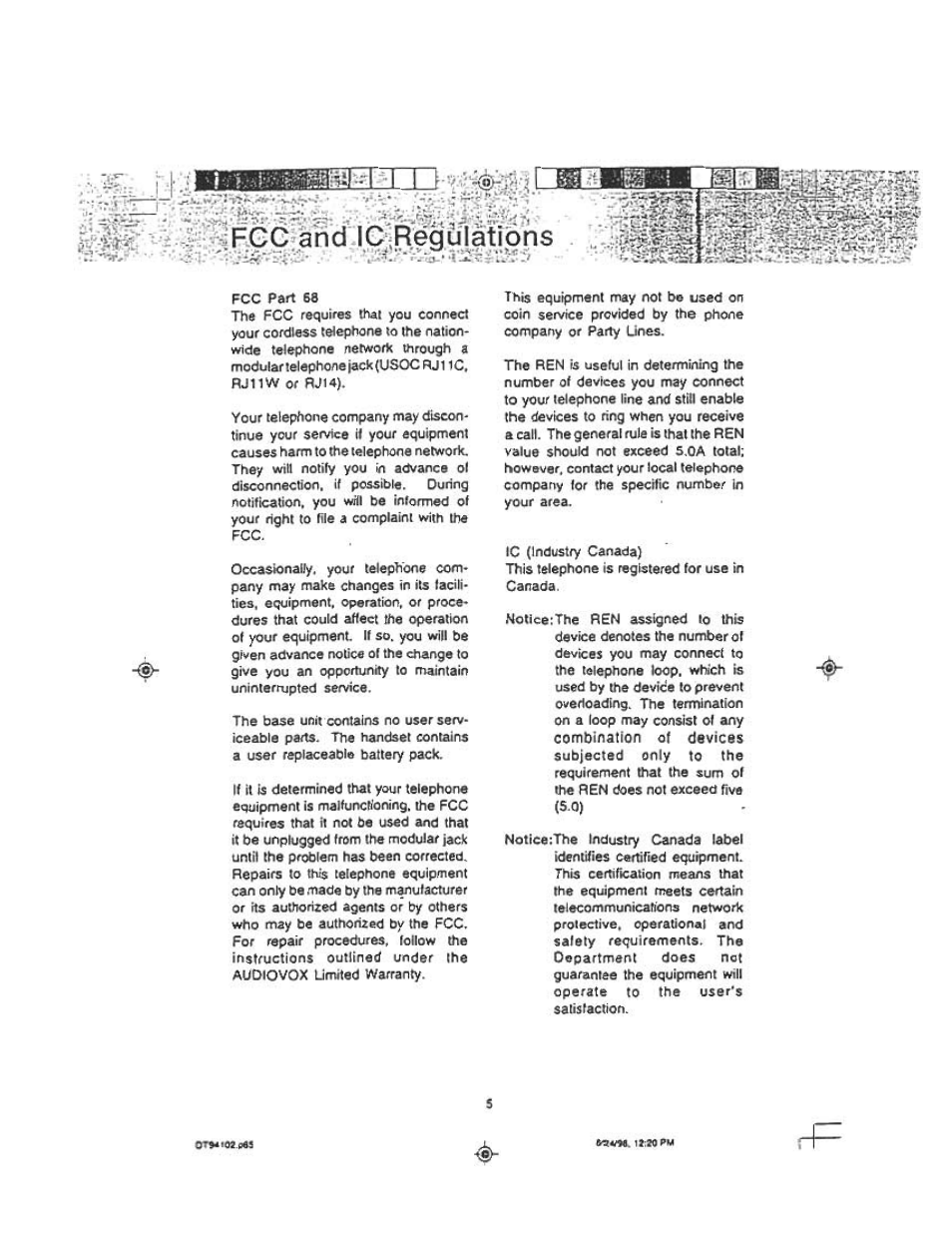 Fcc part sb, V^ïïs#;ii:rih, Fi^ï | W - .- ;..■»■ ijrlîîië, Srsiran. 11:20 pm | Audiovox DT 941 CI User Manual | Page 7 / 48