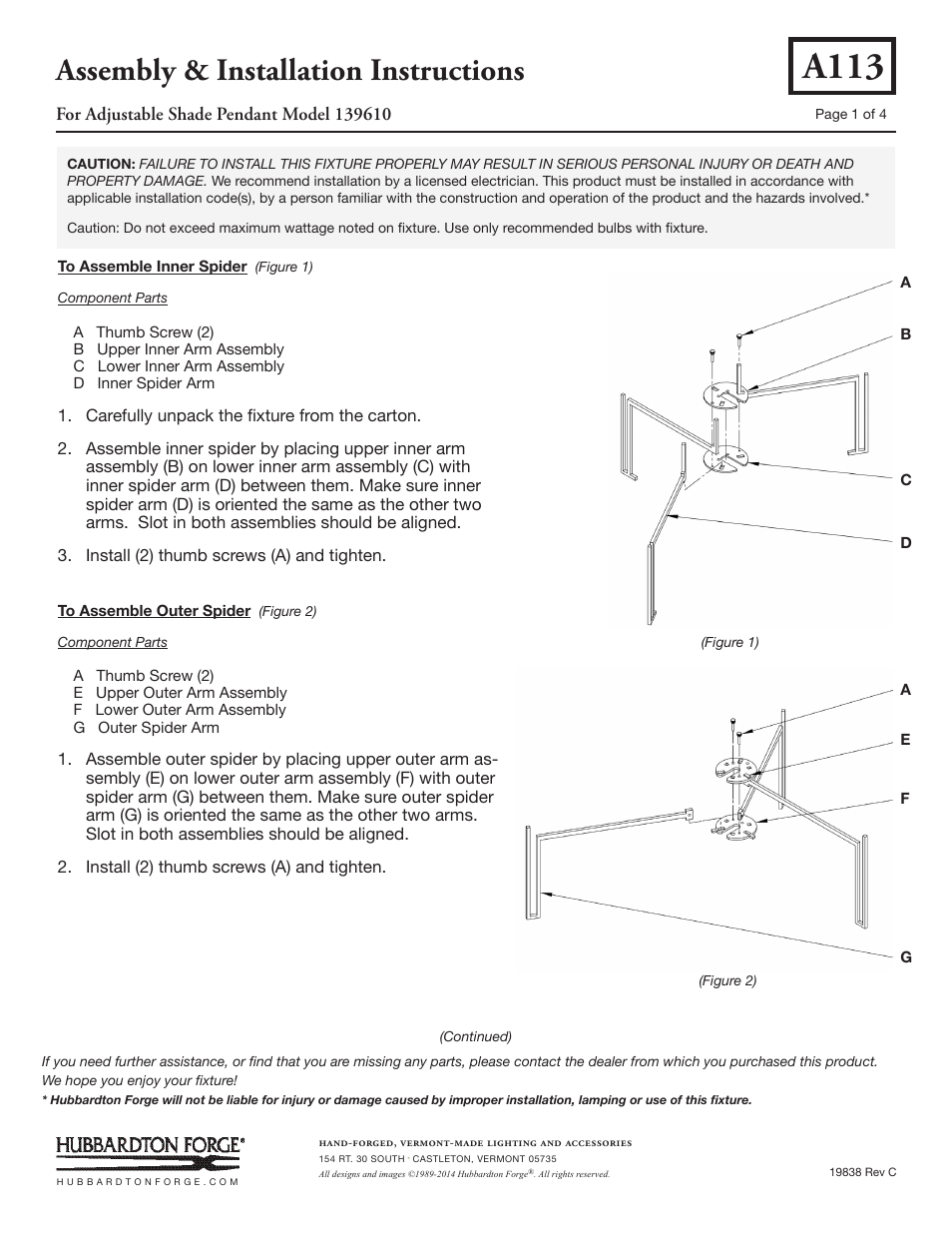 Hubbardton Forge 139610 User Manual | 4 pages