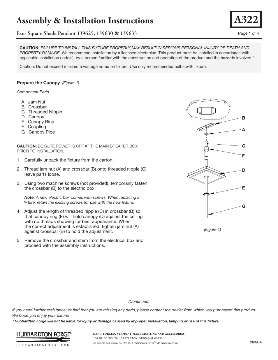 Hubbardton Forge 139635 User Manual | 4 pages