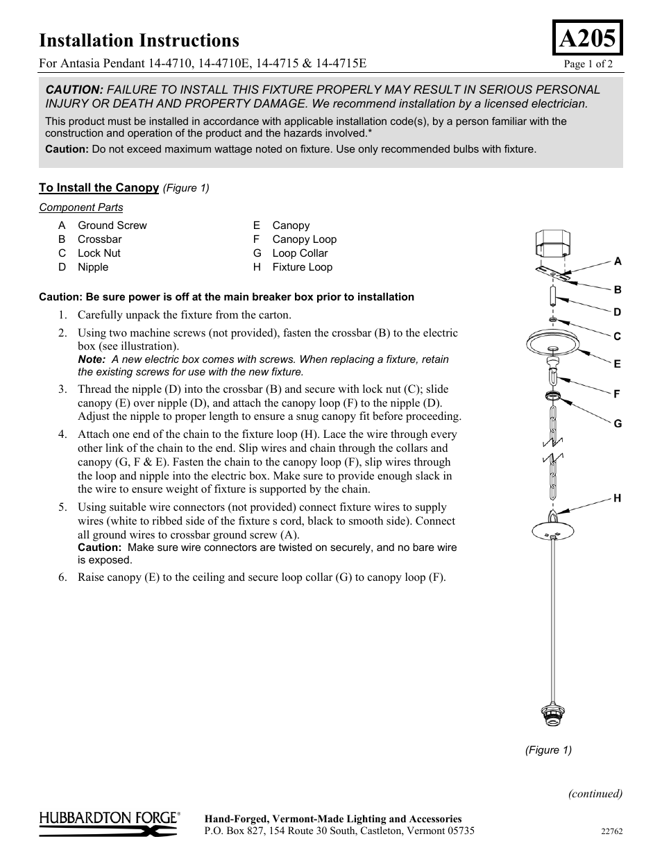 Hubbardton Forge 144710 User Manual | 2 pages