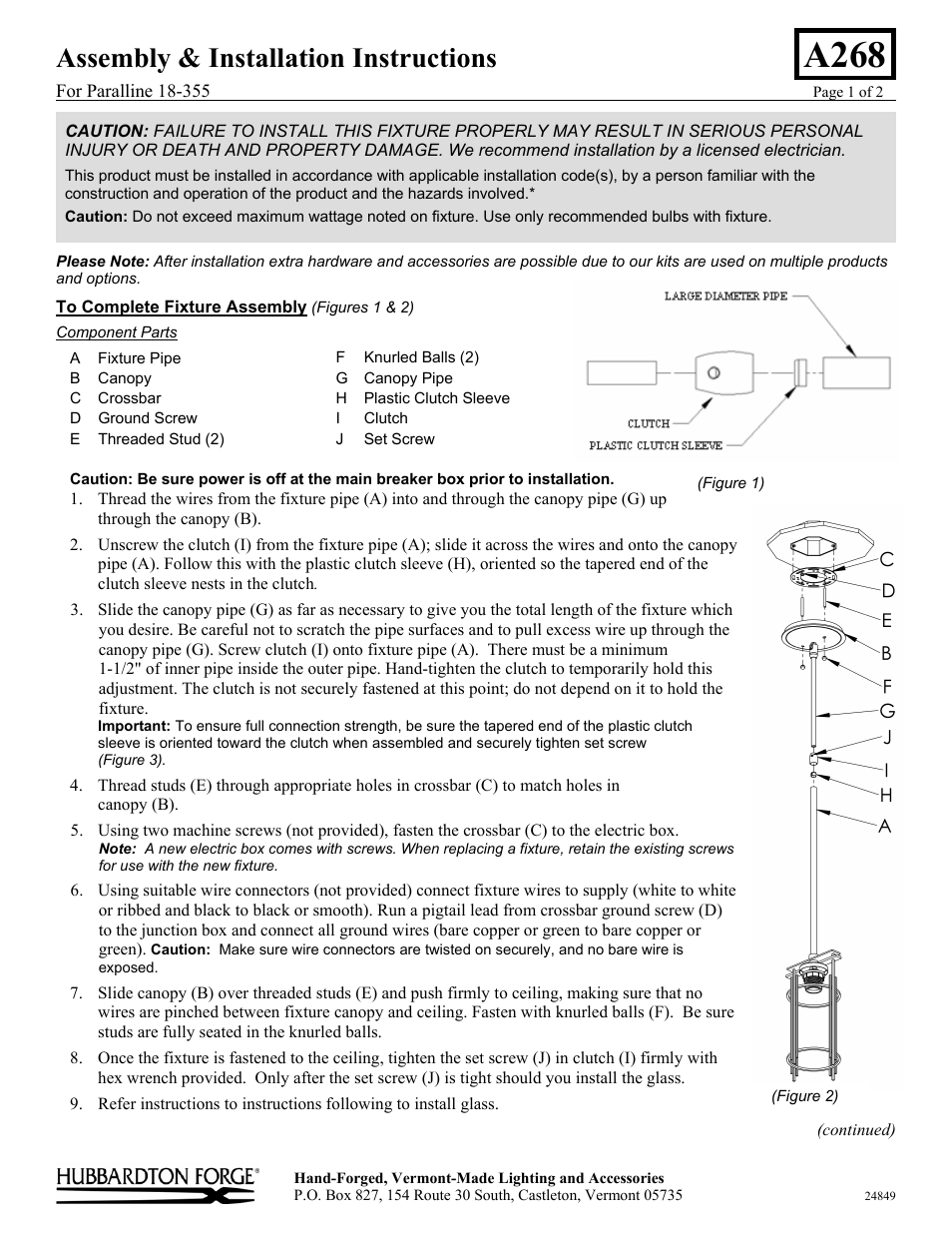 Hubbardton Forge 18355 User Manual | 2 pages