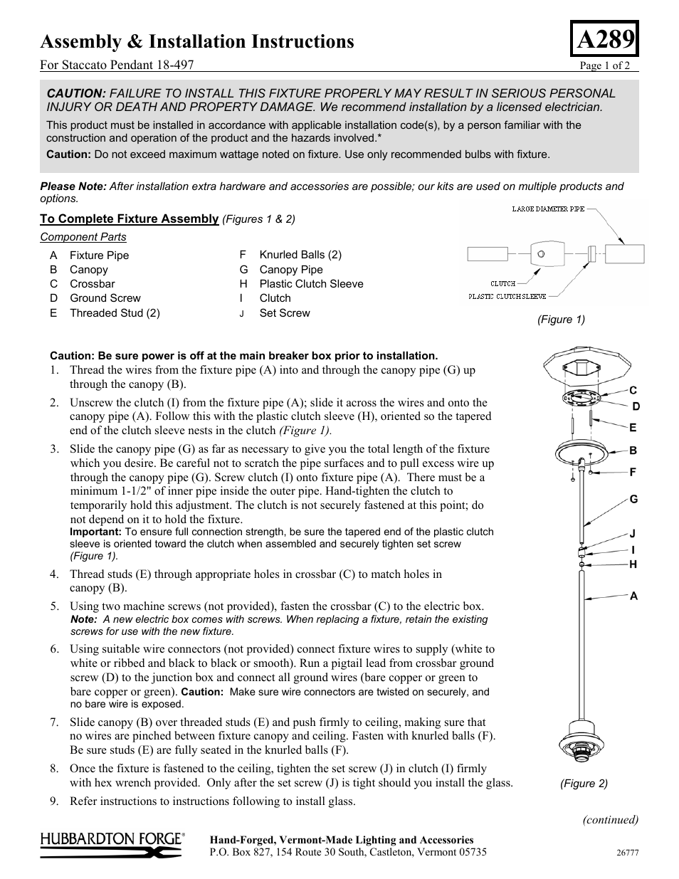 Hubbardton Forge 18497 User Manual | 2 pages