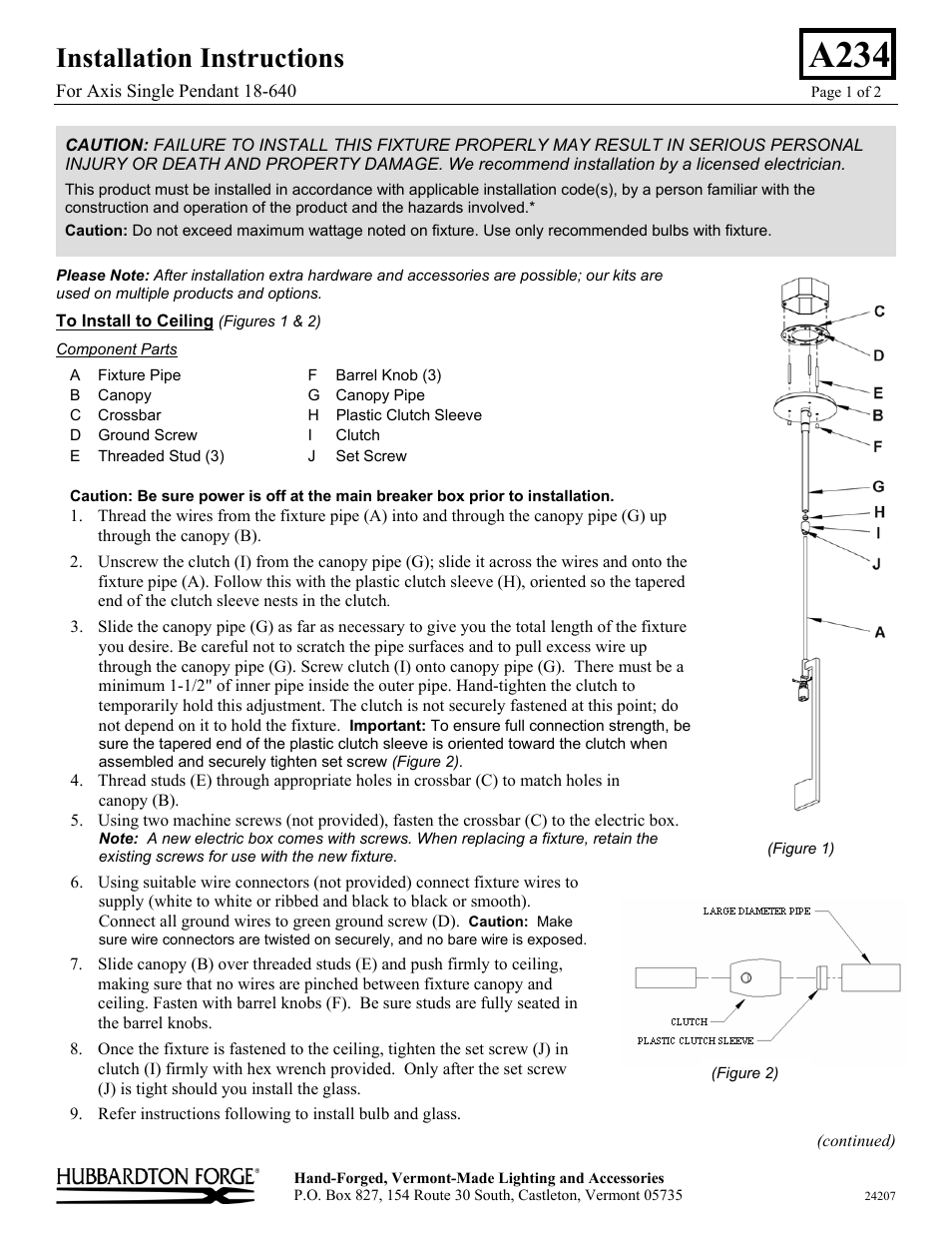 Hubbardton Forge 18640 User Manual | 2 pages