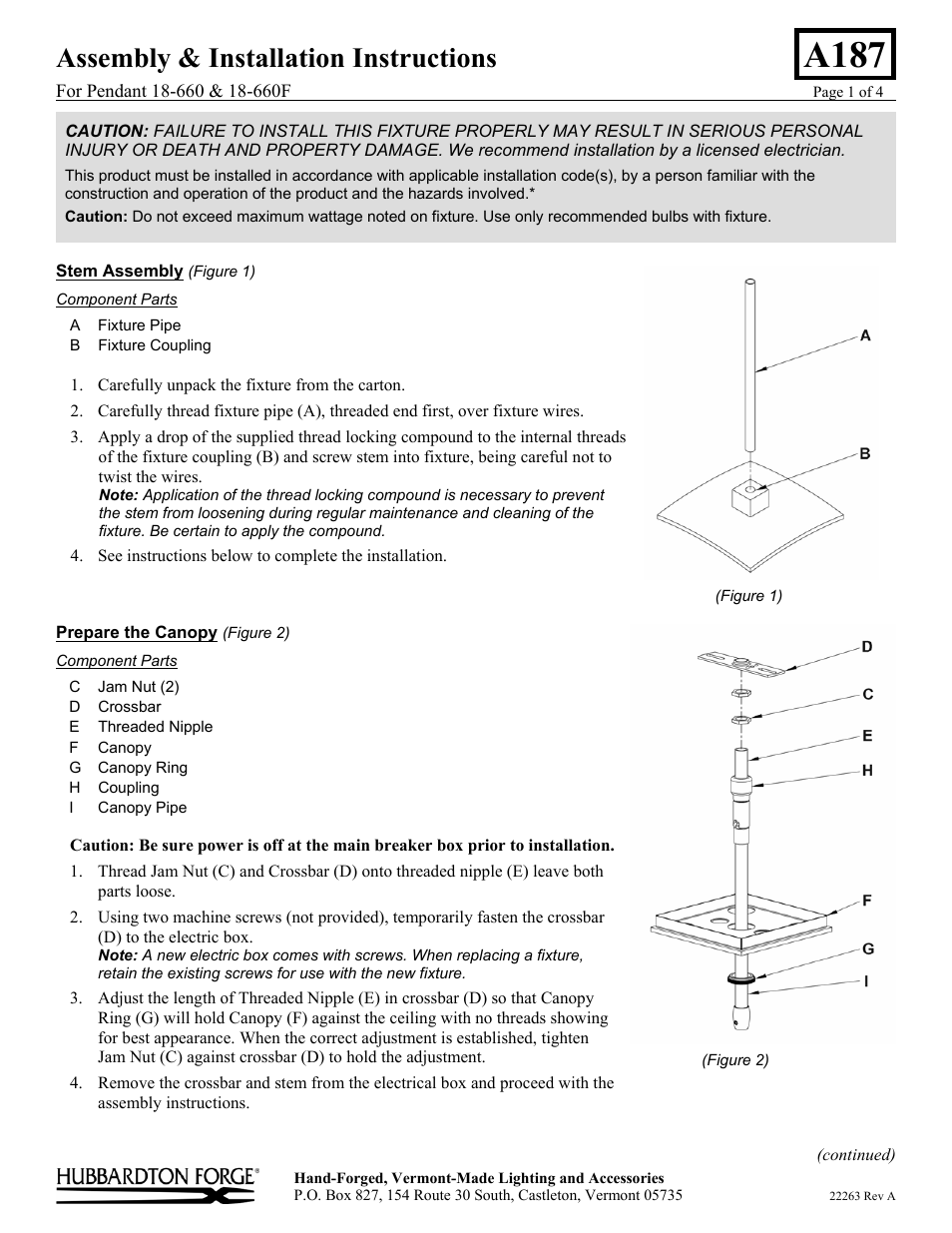 Hubbardton Forge 18660 User Manual | 4 pages
