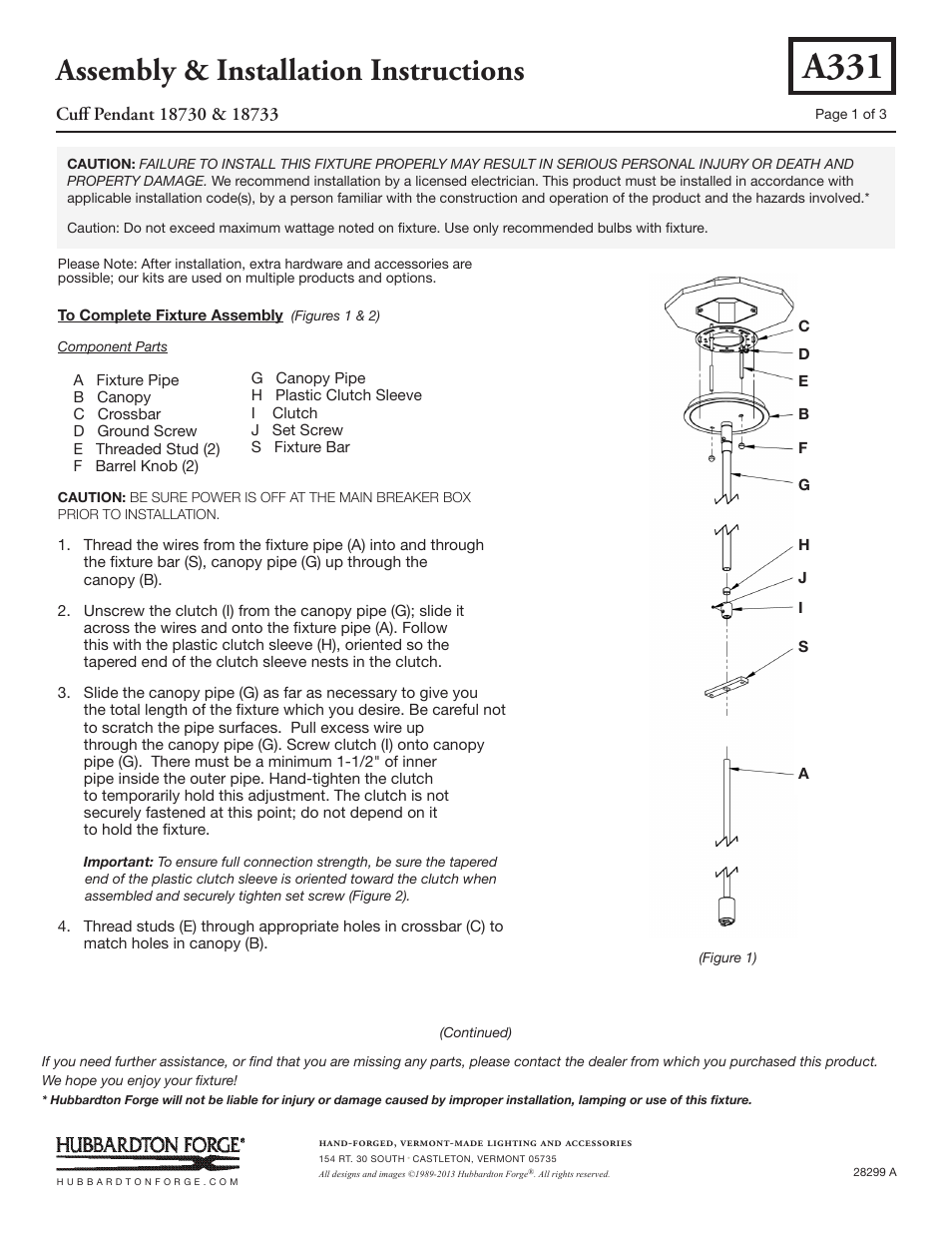 Hubbardton Forge 18730 User Manual | 3 pages